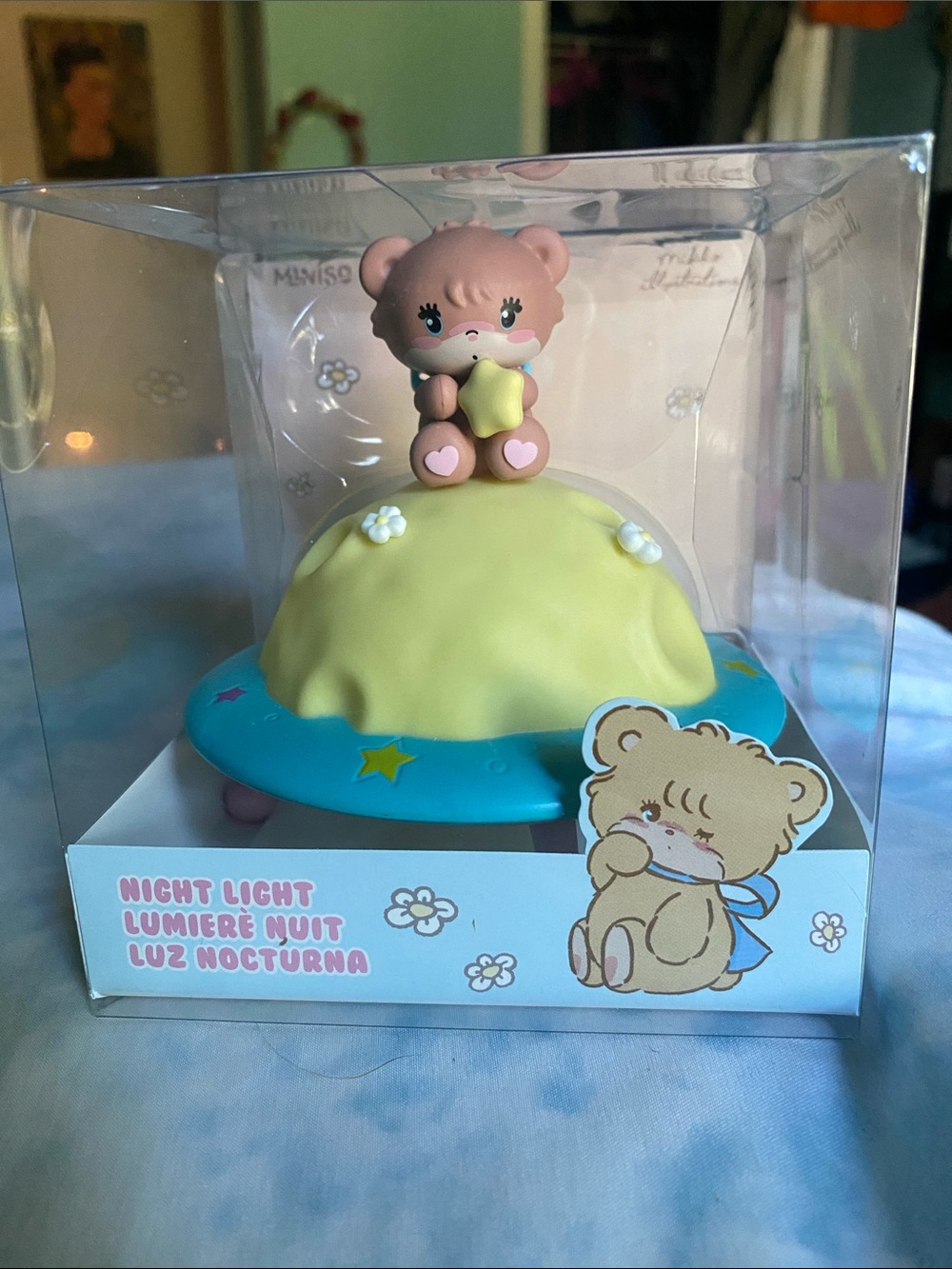 NEVER OPENED Cute Bear Night Light - Pastel Yellow & Blue